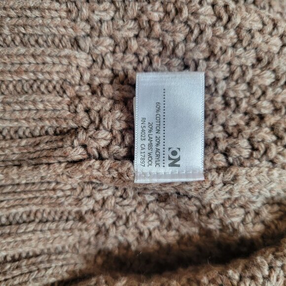 Old Navy Womens Shawl Collar Cable Knit Cardigan Sweater Medium Brown Lambswool - Picture 8 of 8